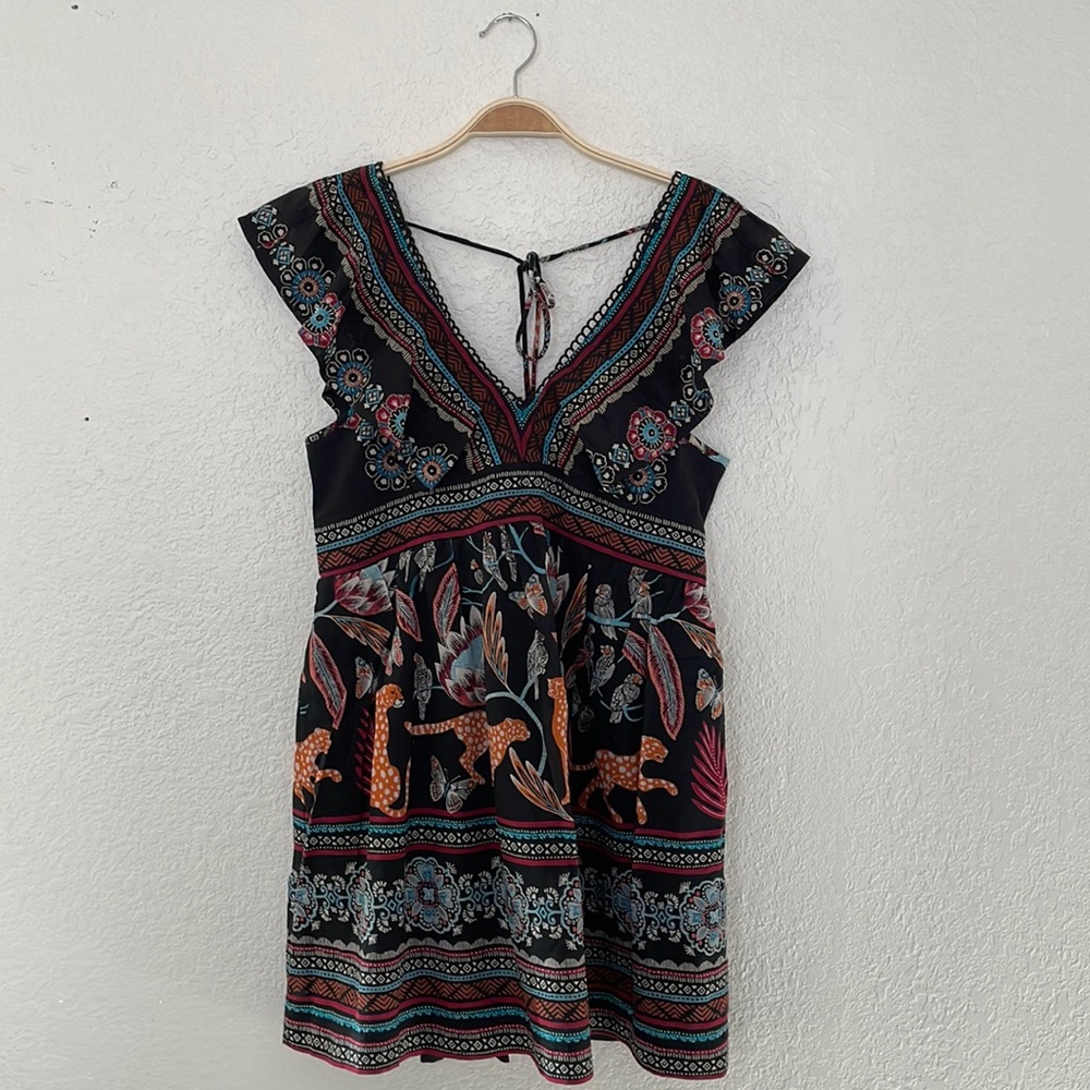 Anthropologie Dress Pockets Urban Outfitters Made In India Animal Print Safari